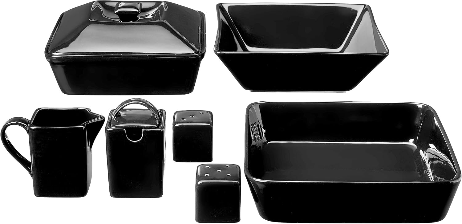 10 Strawberry Street Nova Square 45 pc Dinnerware Set, Black