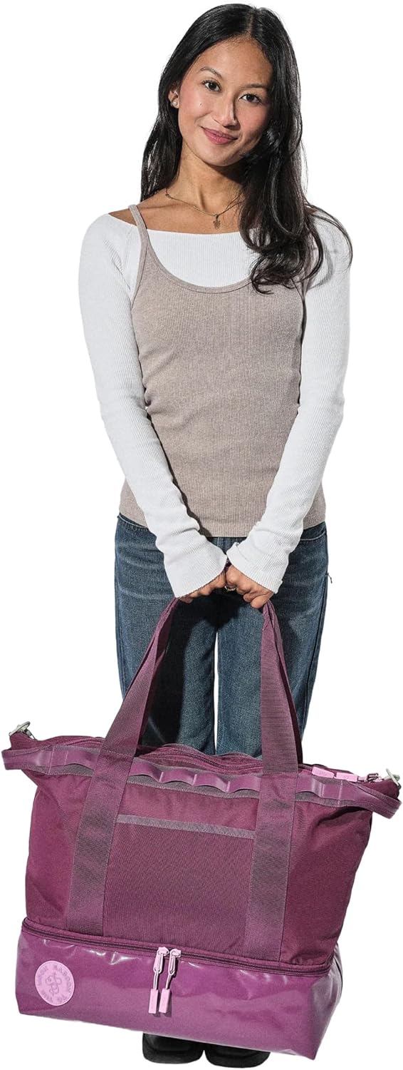 Baboon to the Moon Weekender Bag Duffle Bag with Shoe Compartment Carry On Overnight Travel Bags Lightweight Expandable Travel Duffel for Women (Wildberry)