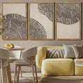 PHOPAGO Farmhouse Vintage Framed Wall Art Large 24x36in Set Gray Wood Tree Ring Spirals Nature Abstract Drawings Rustic Modern Art Decor for Living Room Bedroom - Natural Framed