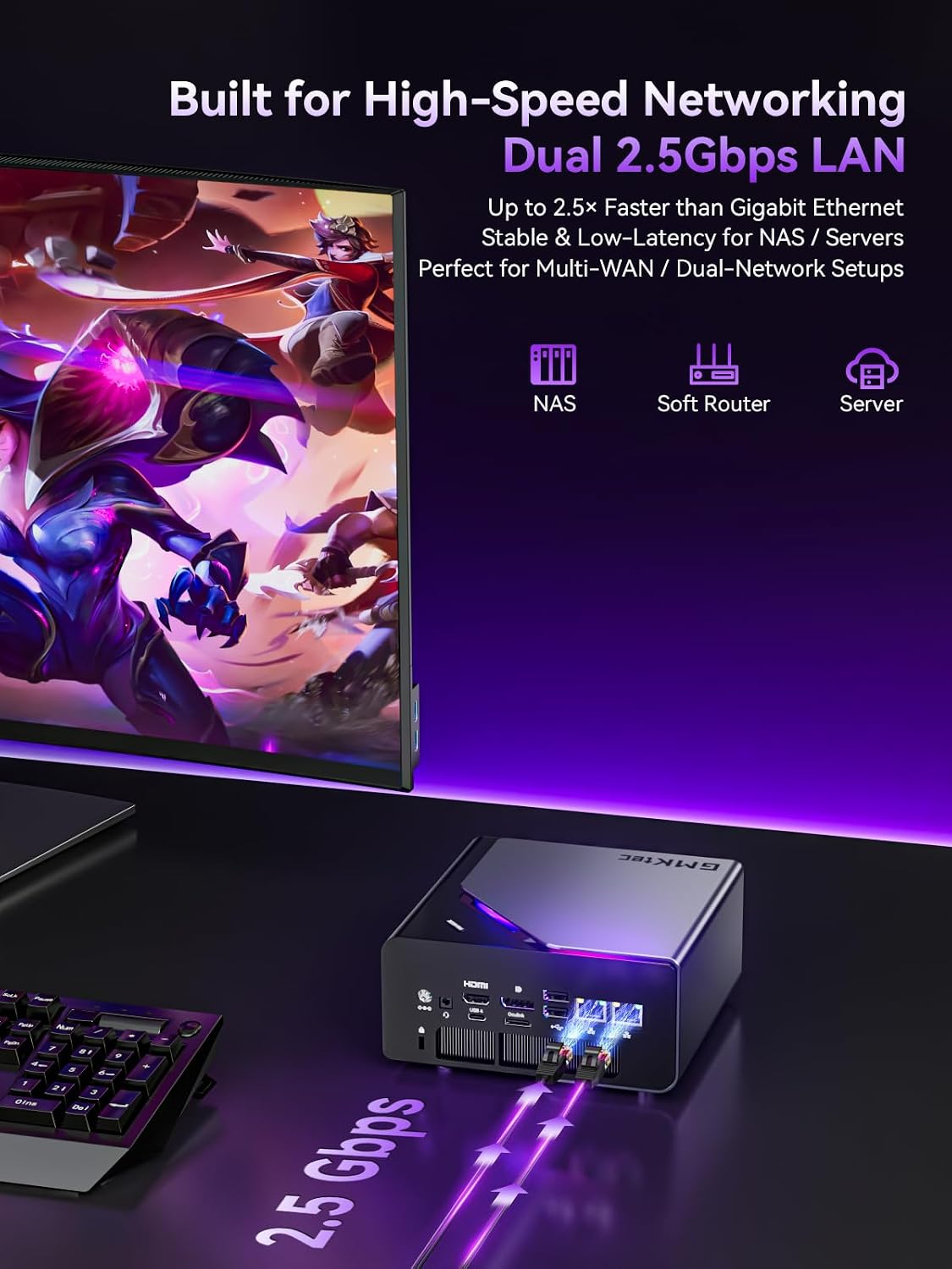 GMKtec K15 Mini PC, Intel Ultra 5 125U(12T/14C, Up to 4.3GHz), 16GB DDR5 1TB PCIe 4.0 SSD,GPU AI Boost (Int8), Mini Gaming Computer Quad 8K Display HDMI2.1+DP1.4+USB4+Type C