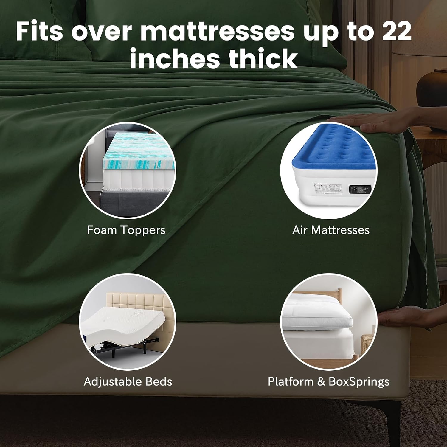 Bedlifes 100% French Flax Linen Sheets Set Queen Size - 6 Piece Extra Deep Pocket 18-24',Soft Breathable Queen Bed Sheets with Temperature Regulating & Moisture-Wicking(Sage Green