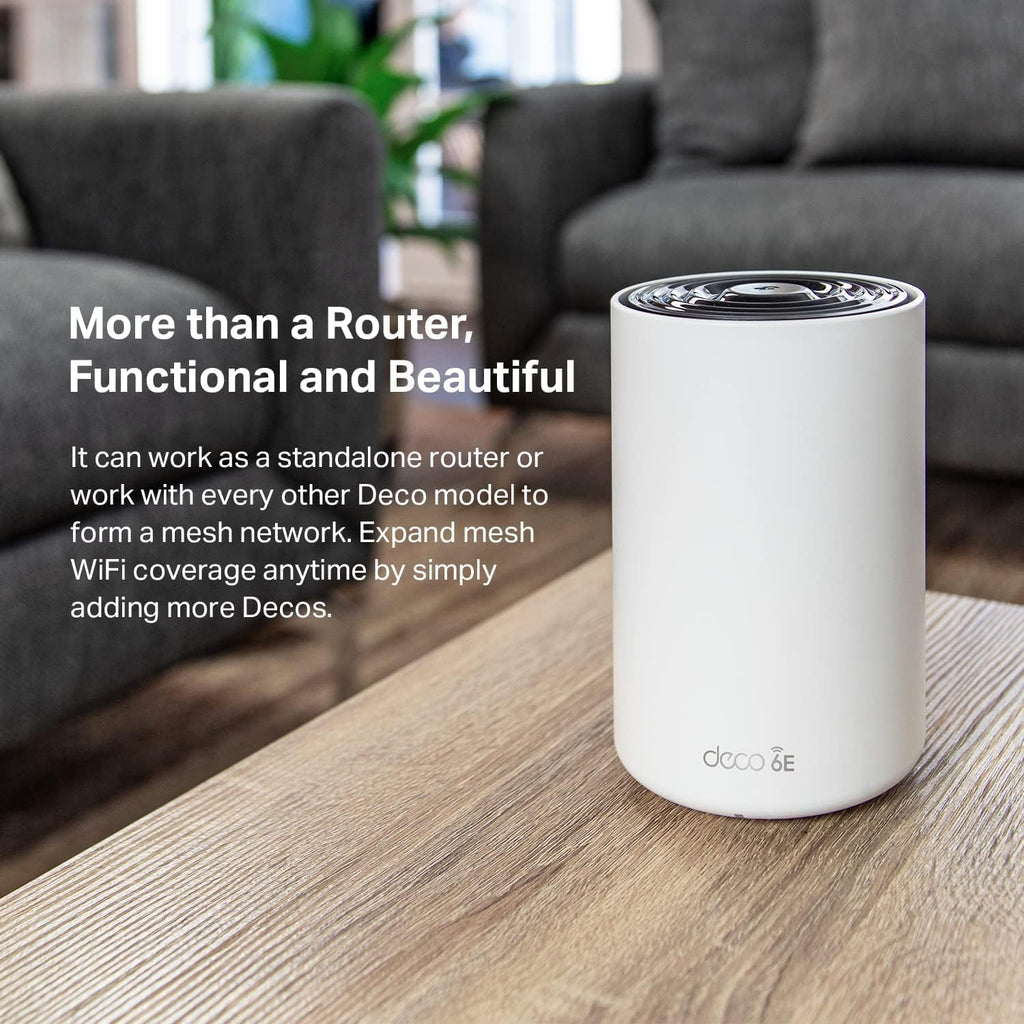 TP-Link Deco XE75 AXE5400 Tri-Band WiFi 6E Mesh System - Covers up to 2900 Sq.Ft, Replaces WiFi Router and Extender, AI-Driven Mesh, New 6GHz Band, 1-Pack