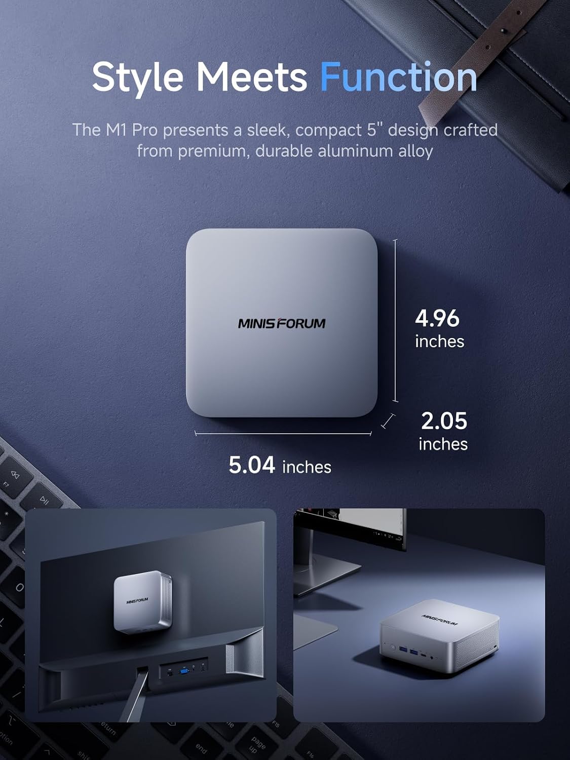 MINISFORUM M1 Pro-285H AI Mini PC, Intel Core Ultra 9 Processor 285H (16C/16T, Up to 5.4GHz), 32GB DDR5-5600GHz RAM, 1TB M.2 PCIe4.0 SSD,USB4/RAID/OCuLink/Wi-Fi 7/BT 5.4, 4K Quad Display