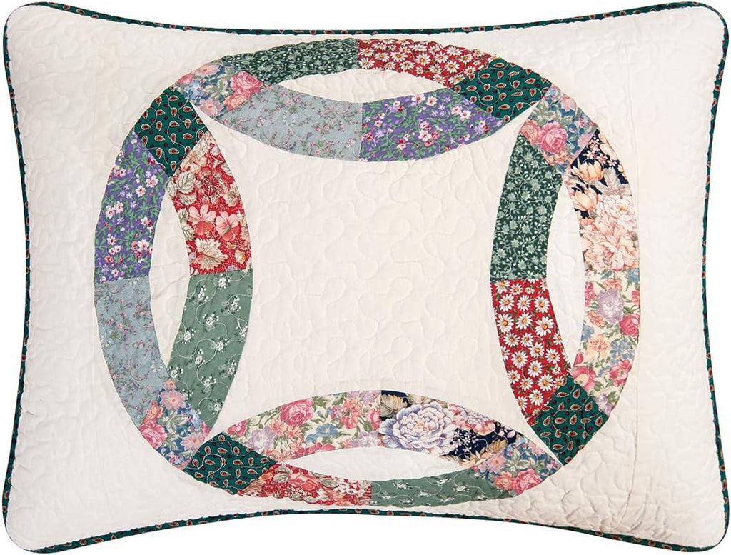 C&F Home Heritage Double Wedding Ring Patchwork Premium 3-Piece King Bedding Set All Seasons Luxury Vintage Machine Washable Reversible Lightweight Quilt Bed Bedroom Anniversary Romantic Gift Decor