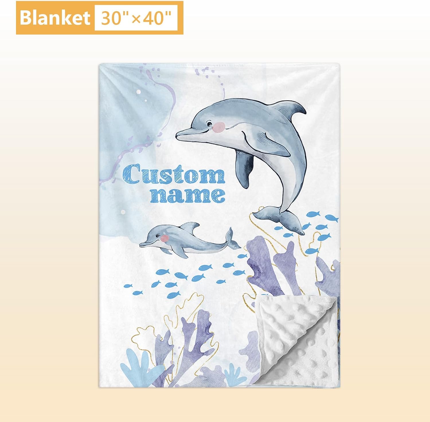 Terwex Personalized Baby Crib Bedding Set, 5 Pcs Custom Name Nursery Bedding Set, Blue Dolphin Baby Bedding Set for Girls Boys, Double Layer Baby Crib Sets, Customized Gifts for Toddlers Kids Infants