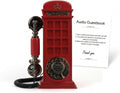 Audio Guest Book Wedding Phone with Vintage Phone Booth Design, Record Customized Audio Message Guest Book for Wedding, Party and Gathering, Red