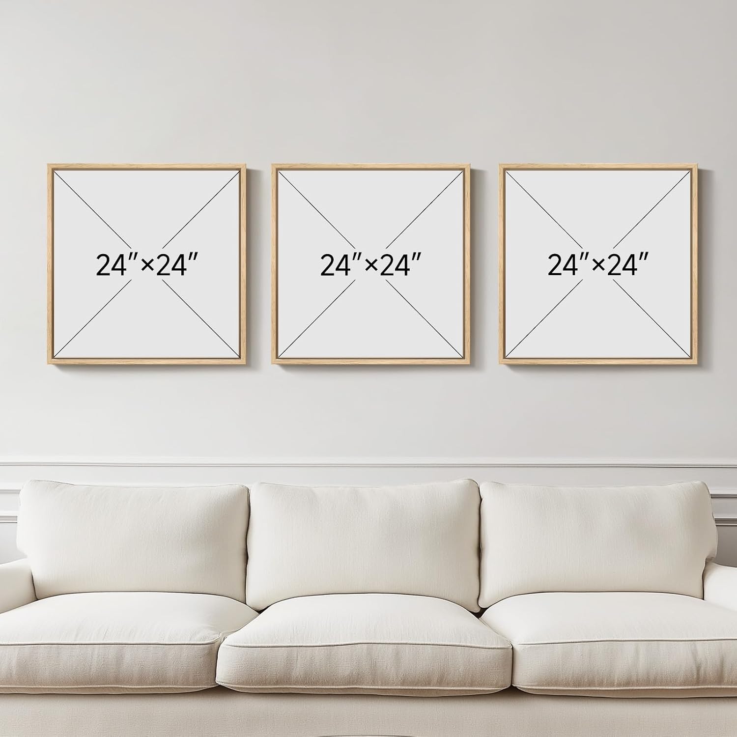 Large Framed Neutral Abstract Wall Art for Living Room, Mid Century Modern Canvas Prints Artwork for Walls, Warm Boho Wabi Sabi Square Earth Tone Pictures for Dining Room Bedroom Office Decor, 24x24