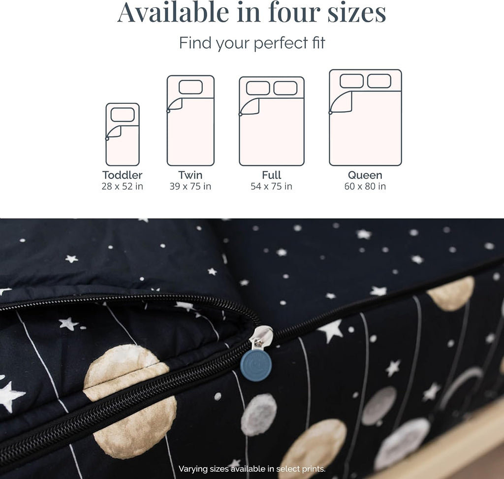 Beddy's Outer Space Themed Durable Zipper Bedding for Kids/Teens - Bed in a Bag-Black Sheets and Universe Galaxy Comforter with Stars & Solar System,Includes Pillowcase & Sham-Easy to Make & Wash-Twin