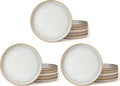 famiware Star Dinner Plates for 6, 10 inches Plate Set, Scratch Resistant, Stoneware Dinnerware, Kitchen Modern Rustic Serving Dishes, Cappuccino White (Pack of 3)