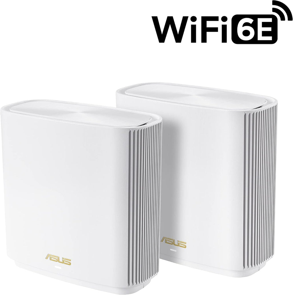 ASUS ZenWiFi Whole-Home WiFi 6E Tri-band Mesh (ET8 2PK), Coverage up to 5,500 sq.ft & 6+rooms, 6600Mbps, 2.5G Port, AiMesh, Lifetime Free Internet Security, Parental Control, Easy Setup, Instant Guard
