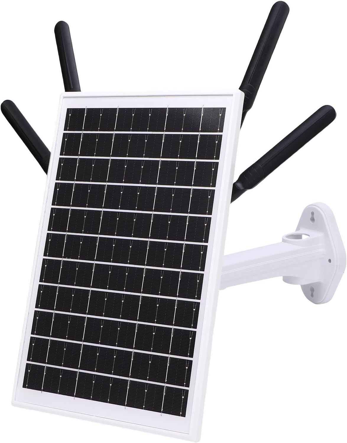 Fdit Outdoor 4G Solar Router, IP66, 12W Solar Panel, 300Mbps Extender with SIM Card Slot for Farms and Construction Sites (Black Antennae)
