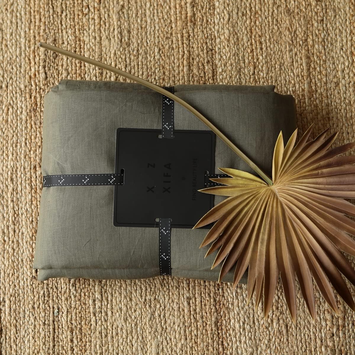 XZ XIFA Olive Green 100% Linen Queen Size Bedding Set, Cooling Duvet Cover with Natural Washed French Flax，Soft,Breathable,Textured,Fluffy Duvet Cover (1 Duvet Cover,2 Pillow Shams)