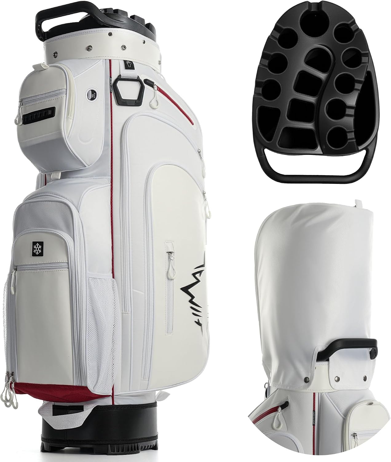 uniHimal Golf Cart Bag with 14-Way Full-Length Dividers, Golf Bag for Men Women with Magnetic Leather Pocket, Handles and Rain Cover, Lightweight Golf Club Bag Includes Cooler Pockets