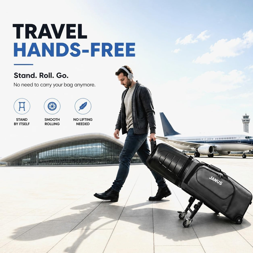 JANUS Golf Travel Bag with Wheels, Foldable Airline-Ready Design, Protective Structured Design, and Support-Leg Travel System