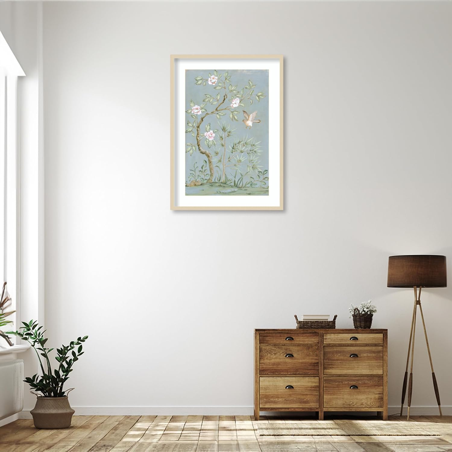 Amanti Art Framed Wall Art Print 41x30 Spring Flower Mural II Blue by Julia Purinton, Flowers Wall Art, Vintage Decor, X-Large Poster Painting Artwork for Living Room, Bedroom, Bathroom, Kitchen,