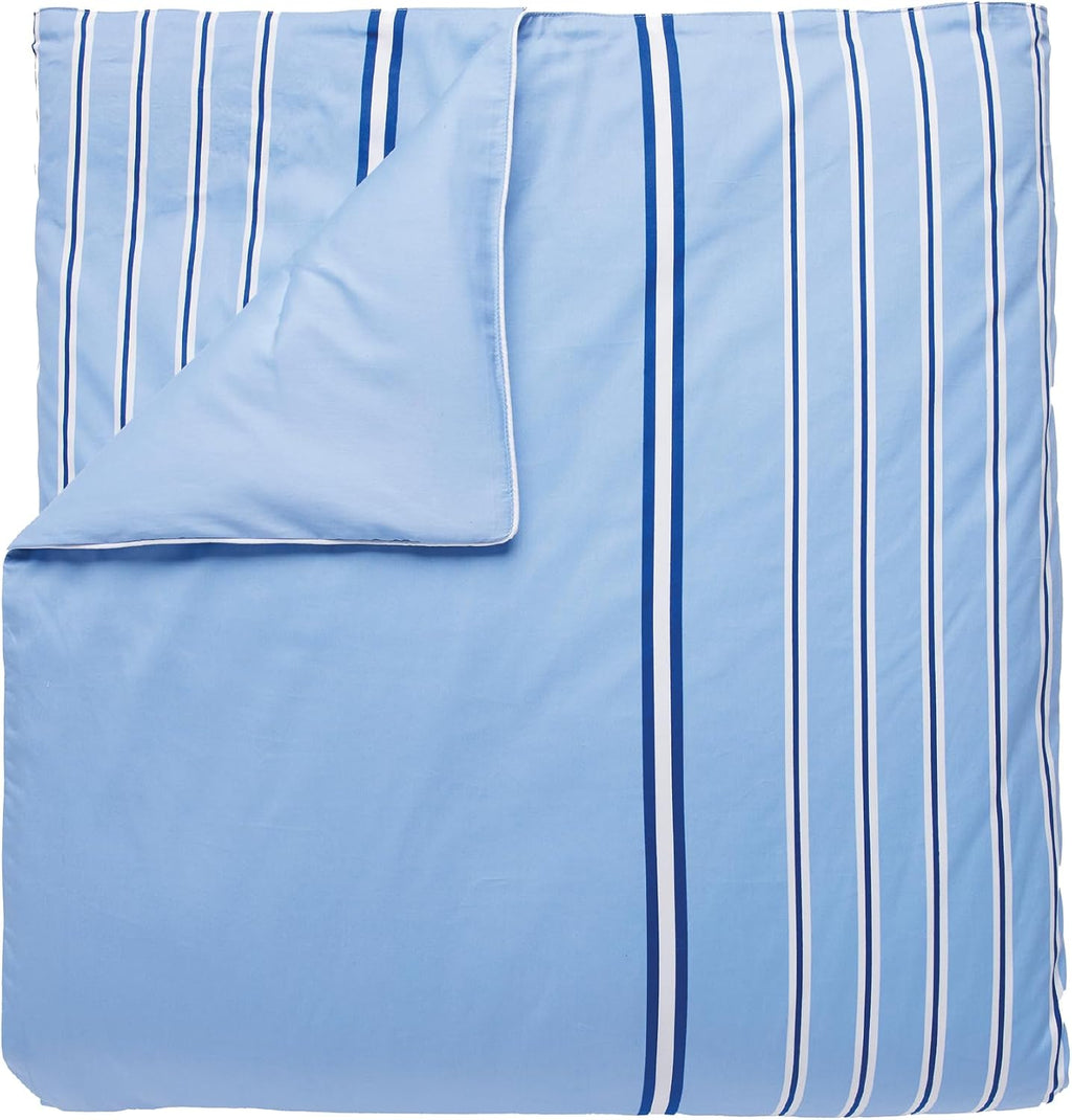 Lacoste Hollis Stripe Comforter Set, 100% Cotton Brushed Twill, Reversible Duvet with Pillow Shams, Soft & Fluffy Hotel-Style Bedding, Blue, King