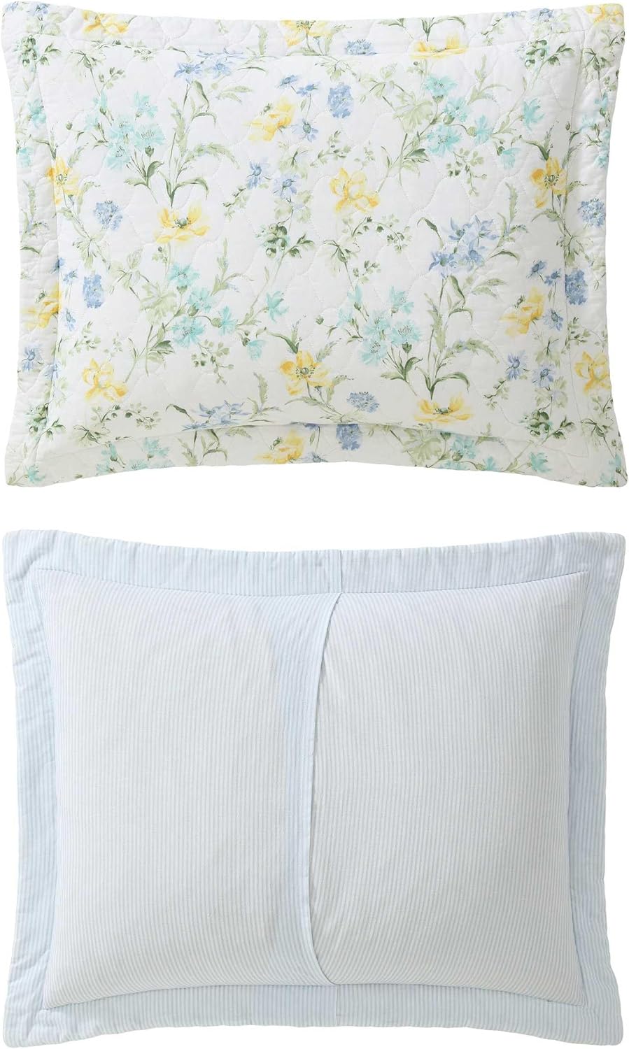 Laura Ashley - King Quilt Set, 100% Soft Cotton Bed Set for Year Round Comfort, 3 Piece Floral Bedding with Matching Pillowcases (Poppy Meadow Blue)