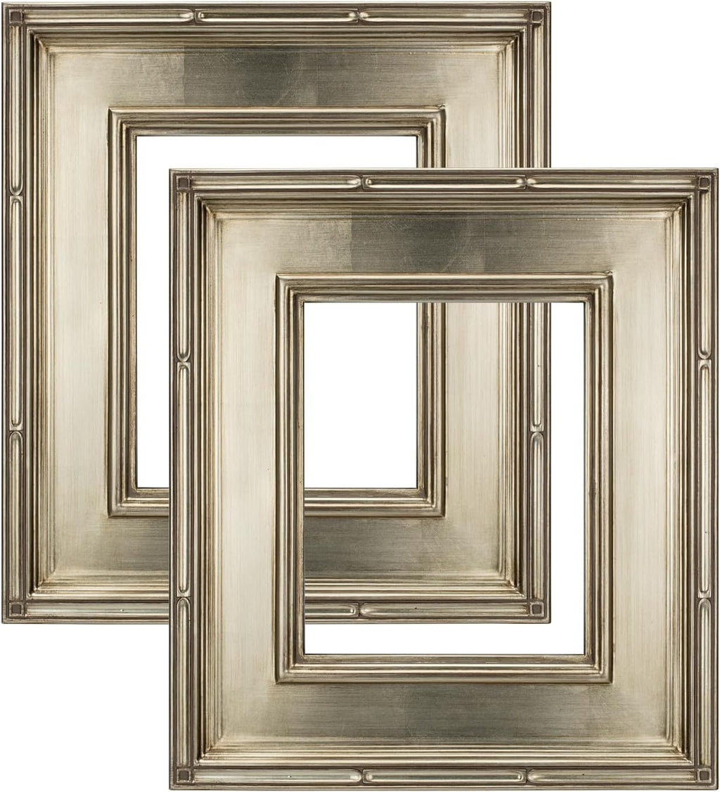 Creative Mark Museum Plein Aire Ornate Picture Frame - 12x24 - Silver Leaf - Pack of 2, High-End Antique Style Frames - Open Back with No Glass or Backing