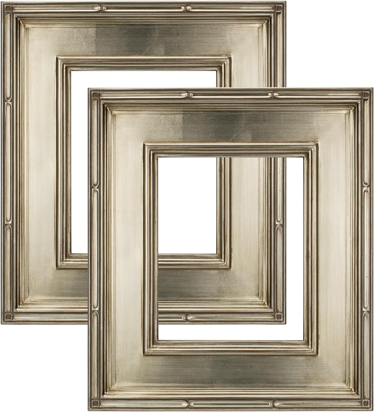 Creative Mark Museum Plein Aire Ornate Picture Frame - 12x24 - Silver Leaf - Pack of 2, High-End Antique Style Frames - Open Back with No Glass or Backing