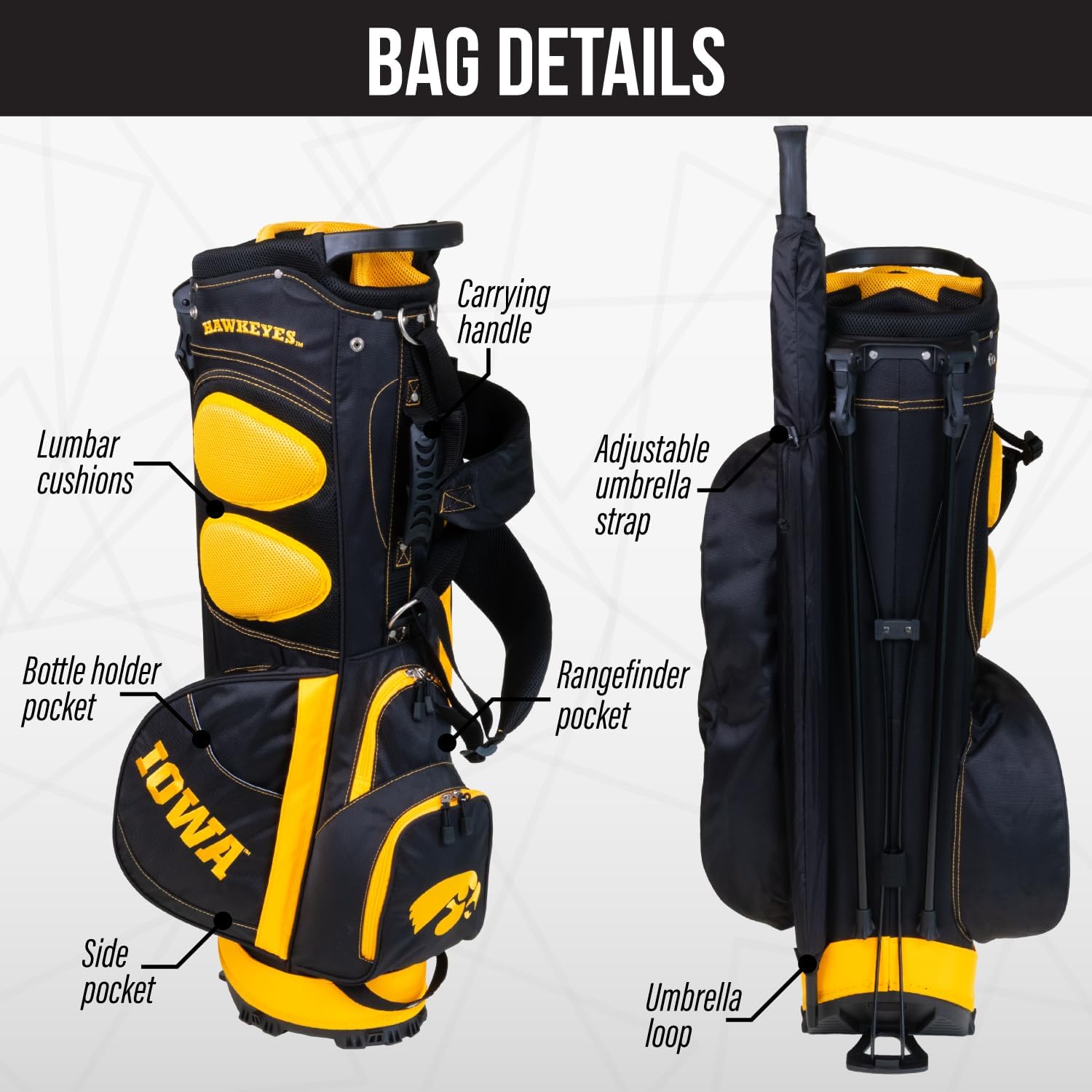 Team Golf NCAA Fairway Golf Stand Bag, Lightweight, 14-Way Top, Spring Action Stand, Insulated Cooler Pocket, Padded Strap, Umbrella Holder & Removable Rain Hood