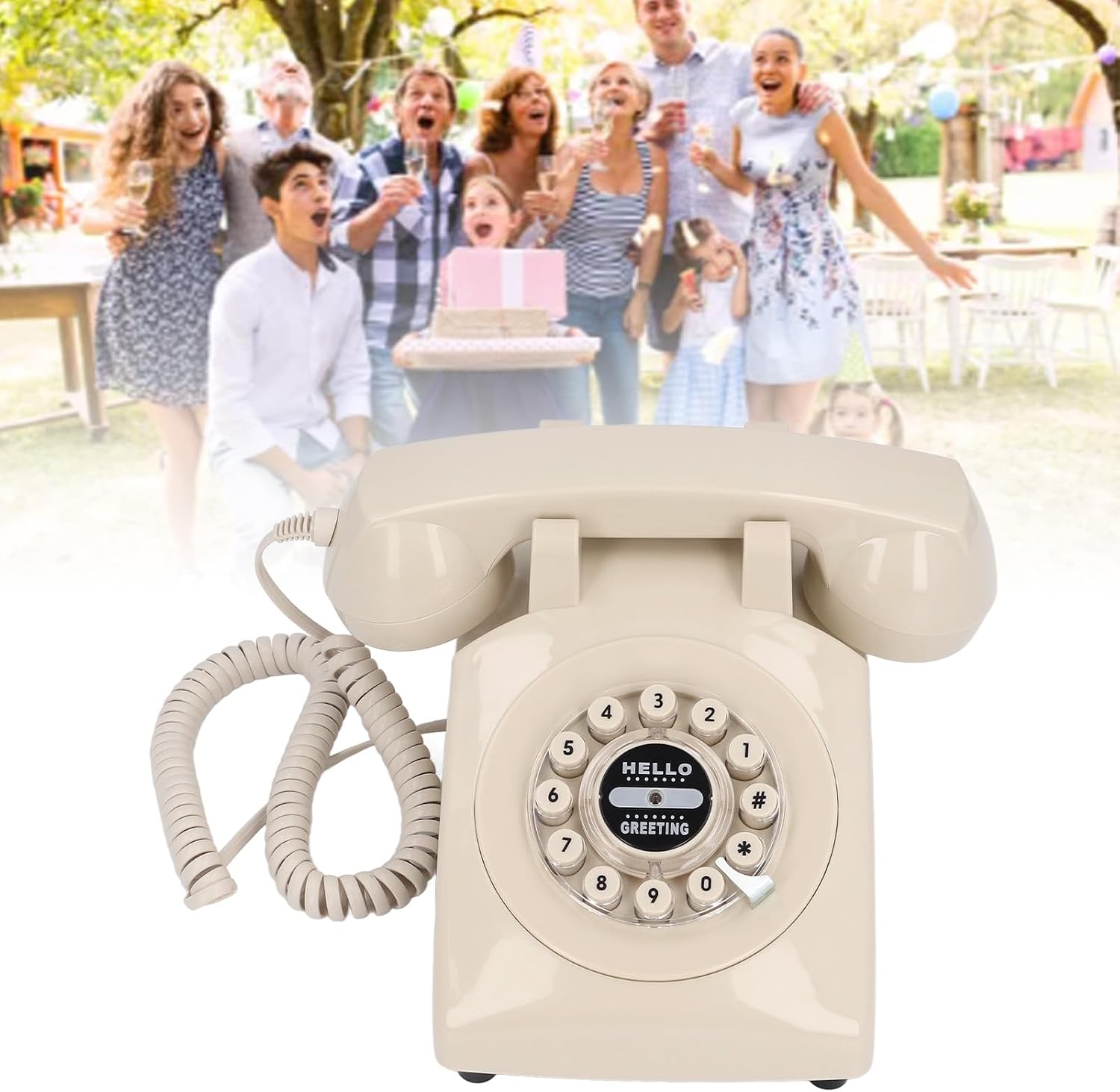 Audio Guestbook Wedding Phone, 120 Hours Recording Capacity 8G Record Custom Audio Messages Audio Guestbook Phone (Beige)