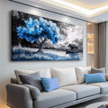 PHAOHUAXM Large Wall Art For Living Room Blue Wall Decor For Bedroom Black White And Blue Trees Wall Pictures Restaurant Office Frame Printing Canvas Large Artwork Modern Home Decoration 30x60 in