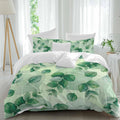 Green Leaf Duvet Cover Set Queen Size 4 Pieces Summer Green Eucalyptus Leaves Plants Farmhouse Bedding Set with Zipper Closure, 1 Comforter Cover 86x86 Inches 1 Flat Sheet & 2 Pillow Cases