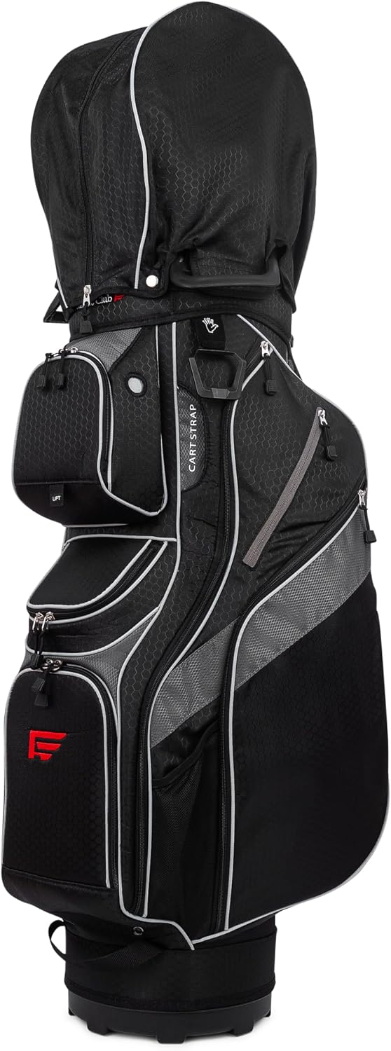 Founders Club 4th Generation Club Lock Organizer Golf Cart Bag for Men with 14 Way Anti Rattle Divider Top- Free Snap On Rain Hood-Full Length Dividers