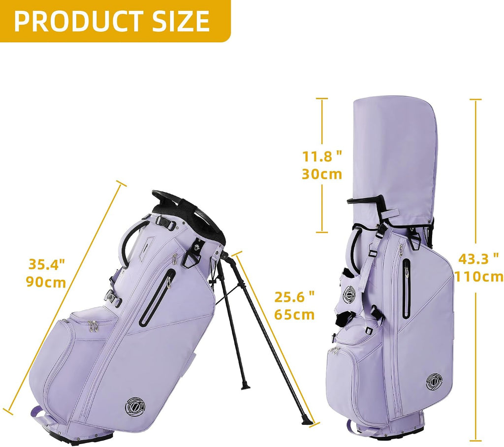 Golf Stand Bag 14 Way, Lightweight Golf Bags for Men Women with Stand, Padded Ergonomic Double Strap, Full Length Dividers, Multiple Pockets, Rain Hood
