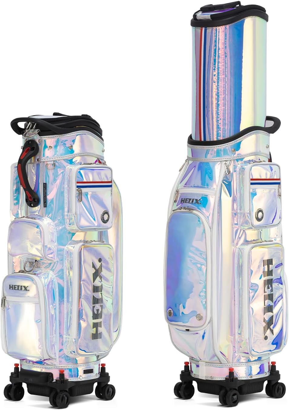 HELIX-Golf Golf Cart Bag, Easy to Carry, Retractable Golf Club Cart Bag with Locking Wheels Chassis and Latest Integrated Handgrip.