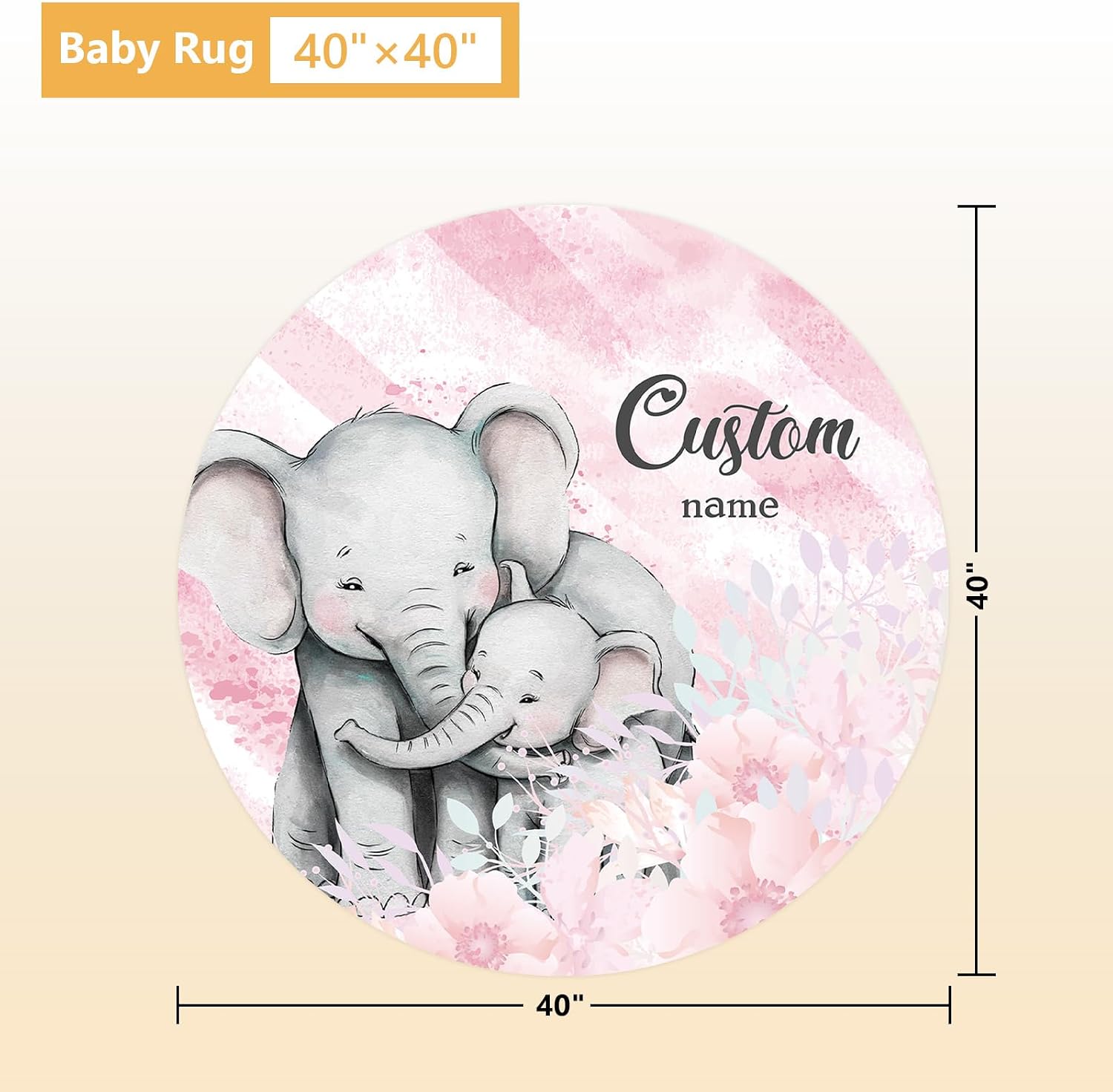 Terwex Personalized Baby Bedding Set, 5 Pcs Custom Baby Crib Sets with Name, Toddler Bedding Set for Baby Girls, Pink Elephants Double Layer Nursery Bedding Set, Customized Gifts for Infants Kids