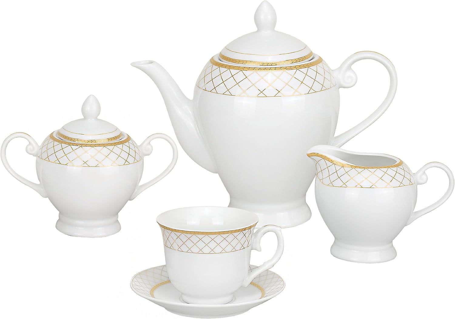 Lorren Home Trends 57-Piece Porcelain Dinnerware Set, Beatrice, Service for 8