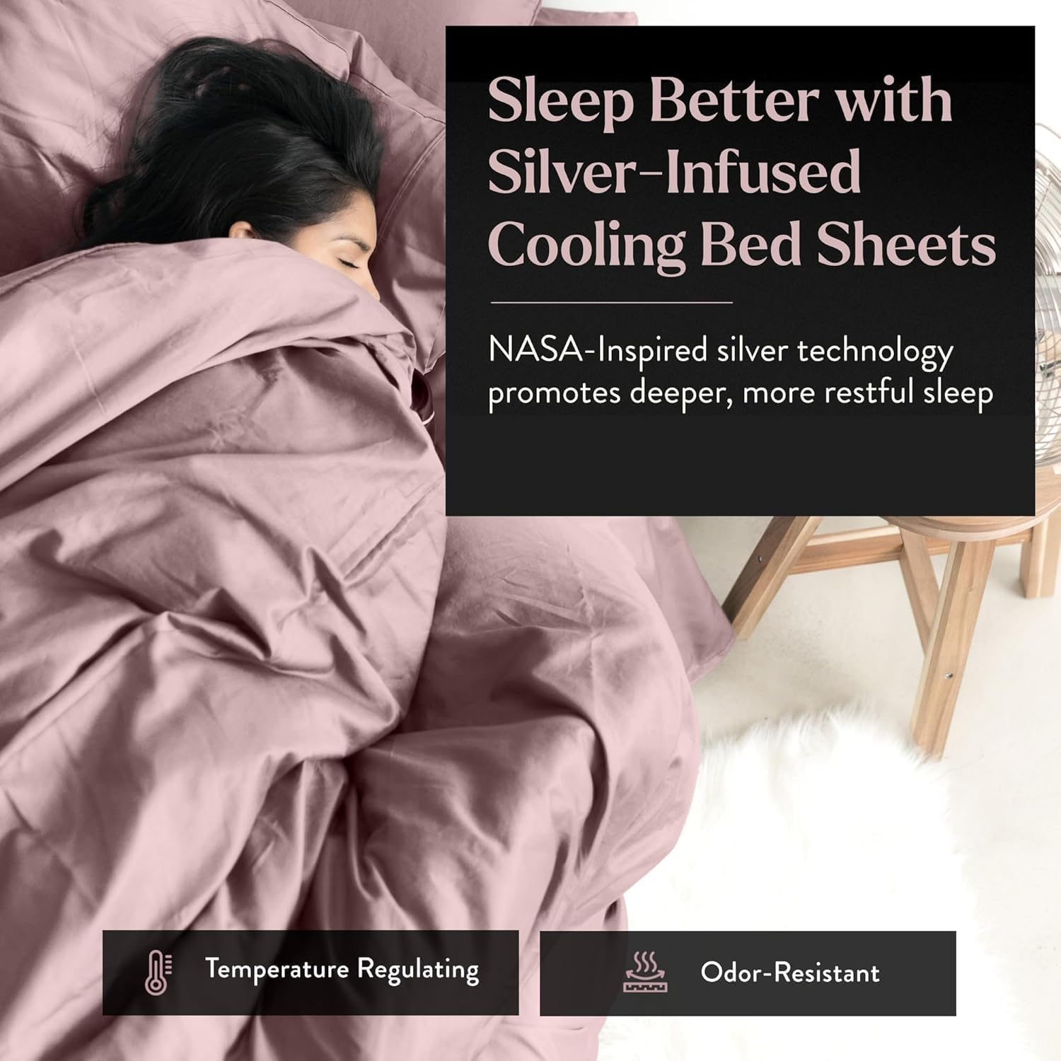 Miracle Made Extra Luxe Soft, Cool-to-the-Touch Cotton Bed Sheet Set, 4-Piece – Silver-Treated, Breathable, Lightweight Bedding – Queen Size, Rosewood