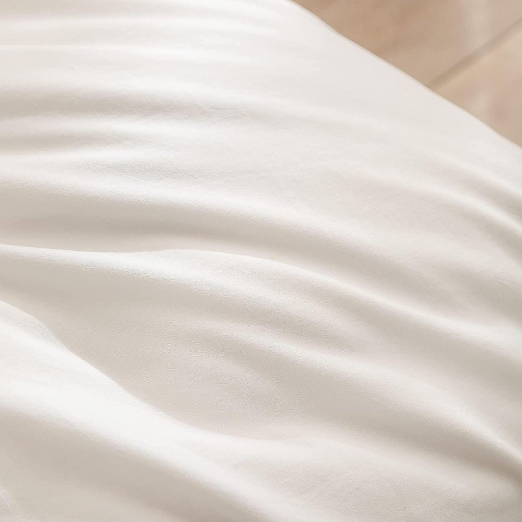 BESTOUCH Duvet Cover Set 100% Washed Cotton Linen Feel Super Soft Comfortable Chic Lightweight 3 PCs Home Bedding Set Solid Off White Alaska King