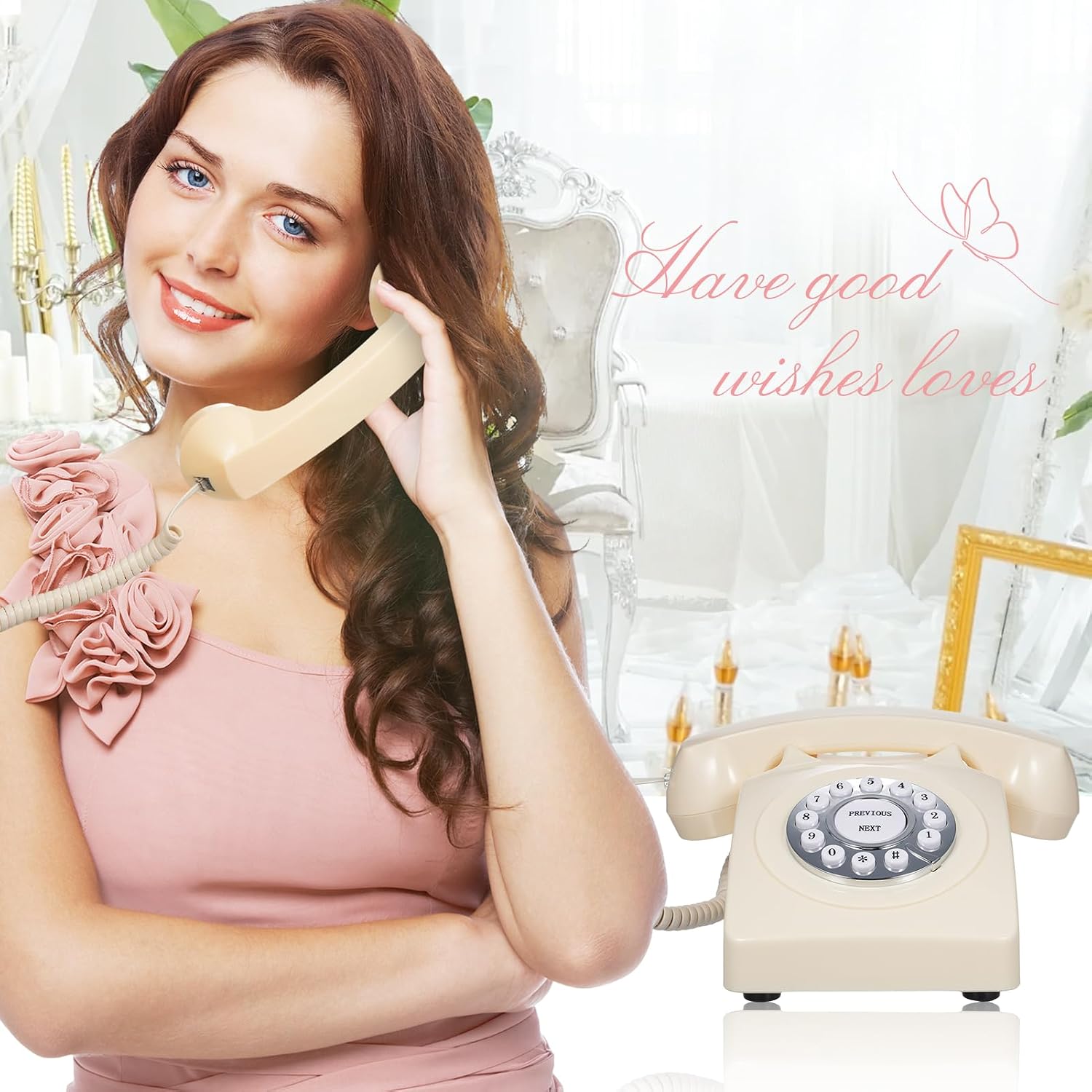 Audio Guest Book Wedding Phone - Retro Audio Message Record Wedding Phone Customized with Voicemail Best Wishes Suitable for Bridal Shower Birthday Party Baby Shower Anniversary Engagement