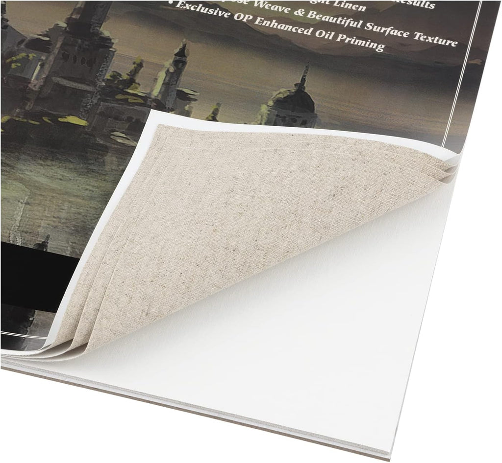 Centurion Deluxe Oil Primed Linen Pad 9'x12' - 4 Pack 10 Sheets Per Pad - 40 Pages Total - 11 oz. No Bleed Pages, Lightweight, Easy to Travel Canvas Pad for Plein Air Painting