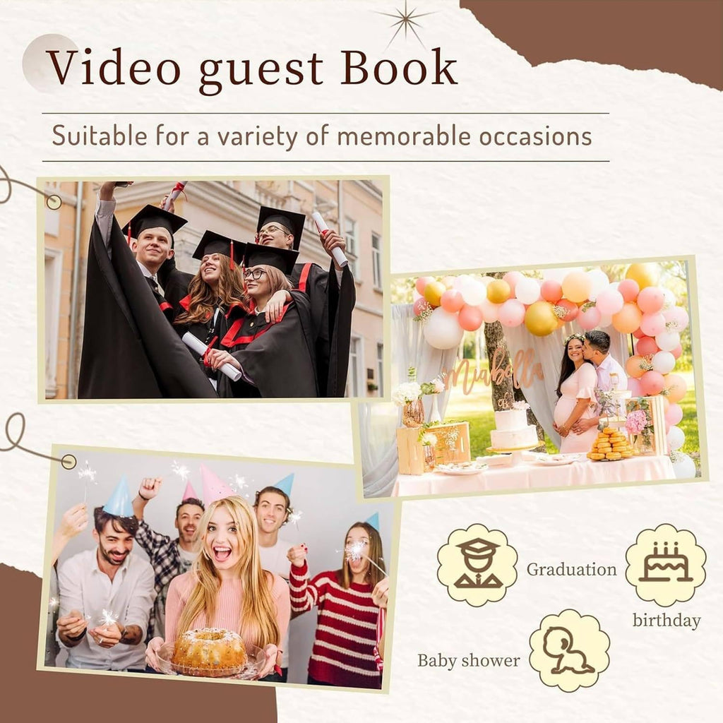 32G 64G New Audio Video Guestbook, 1080P Video Guestbook Wedding Phone, SD Card Customized Video Audio Guest Book with Lens Recording, Retro 1960's Style Vintage Audio Guest Book,Black-64G