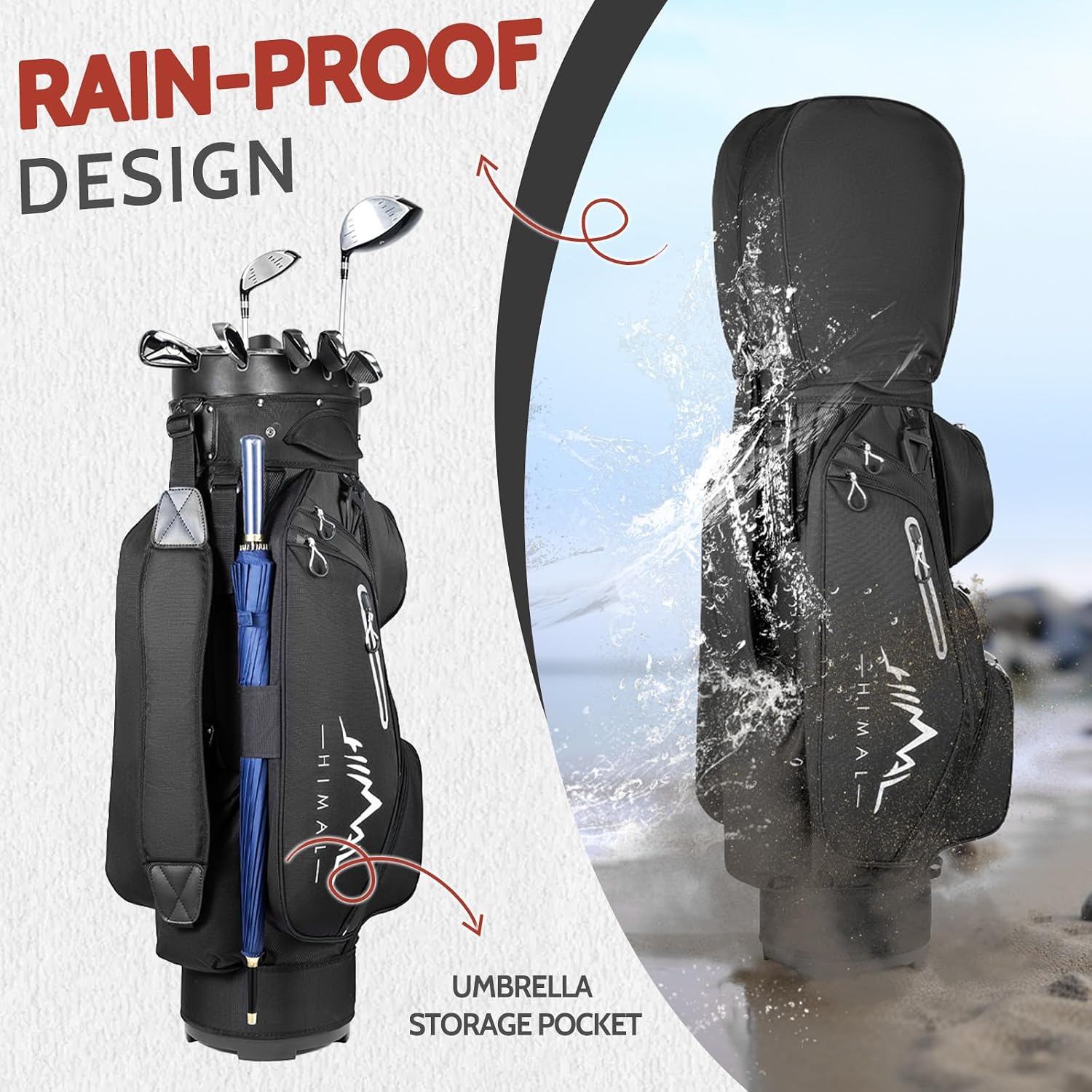 uniHimal14-Way Golf Cart Bag Pro with Full Length Divider Top, Golf Bag for Men with Handles and Rain Cover