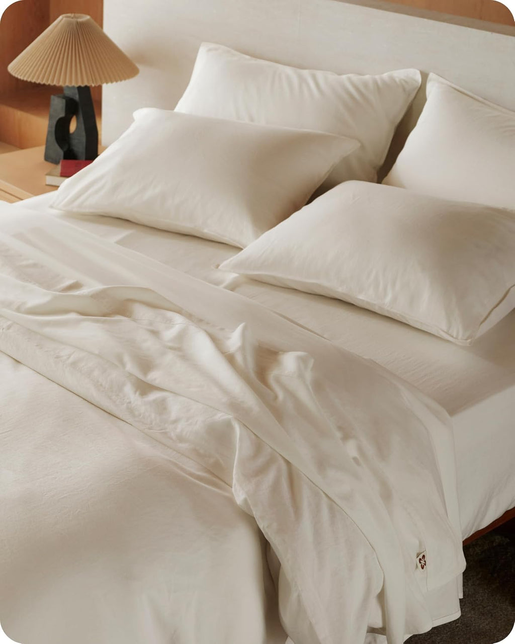 Bedsure 100% GOTS Certified Organic Cotton Sheets, King Size Sheets Set, 17' Deep Pocket Bedsheets with Corner Straps, Eco-Friendly, Soft, Breathable & Luxury PureWoven Cotton Hotel Bedding, Ivory