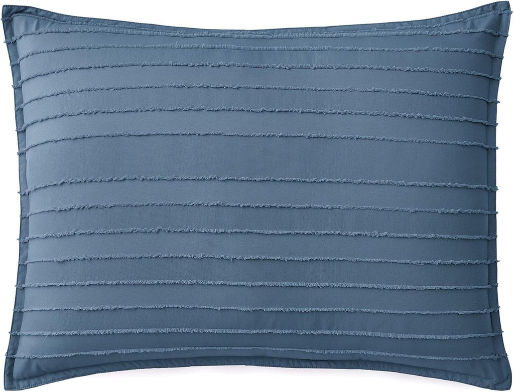 UGG Textured Queen Comforter Set - 3 Piece Striped Reversible Queen Bedding Set with Pillow Shams, Stylish Soft & Luxurious Blue Bed Set for Home & Bedroom (Full/Queen)