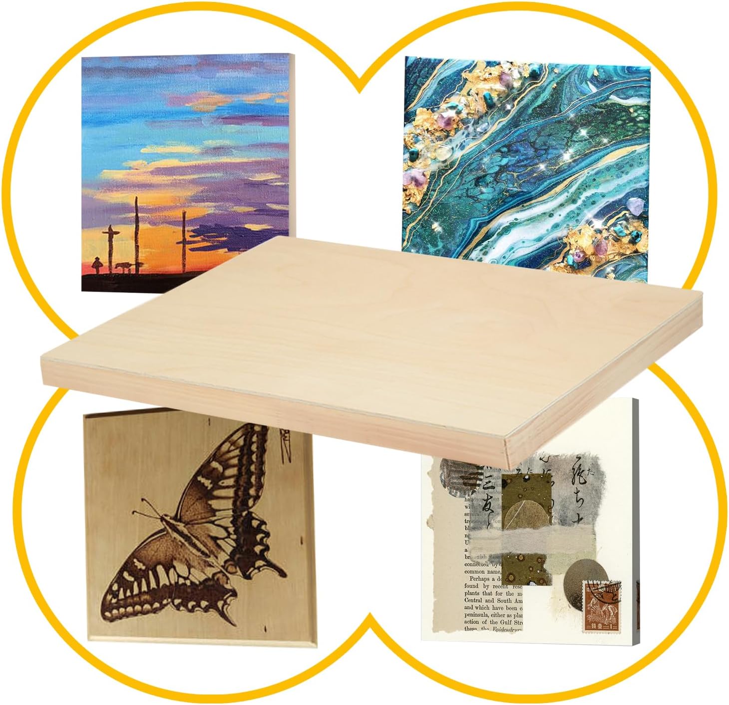 Falling in Art 2 Pack Unfinished Wooden Canvas Panels, 30x40 Gallery Birch Wood Panels Kit, 1 1/2' Deep Art Cradle Boards for Acrylic Painting, Pouring and Burning