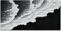 Black and White Beach Wave Textured Wall Art 3D Oil Painting Hand Painted Abstract Large Canvas Framed 29x58 Inch Acrylic Painting