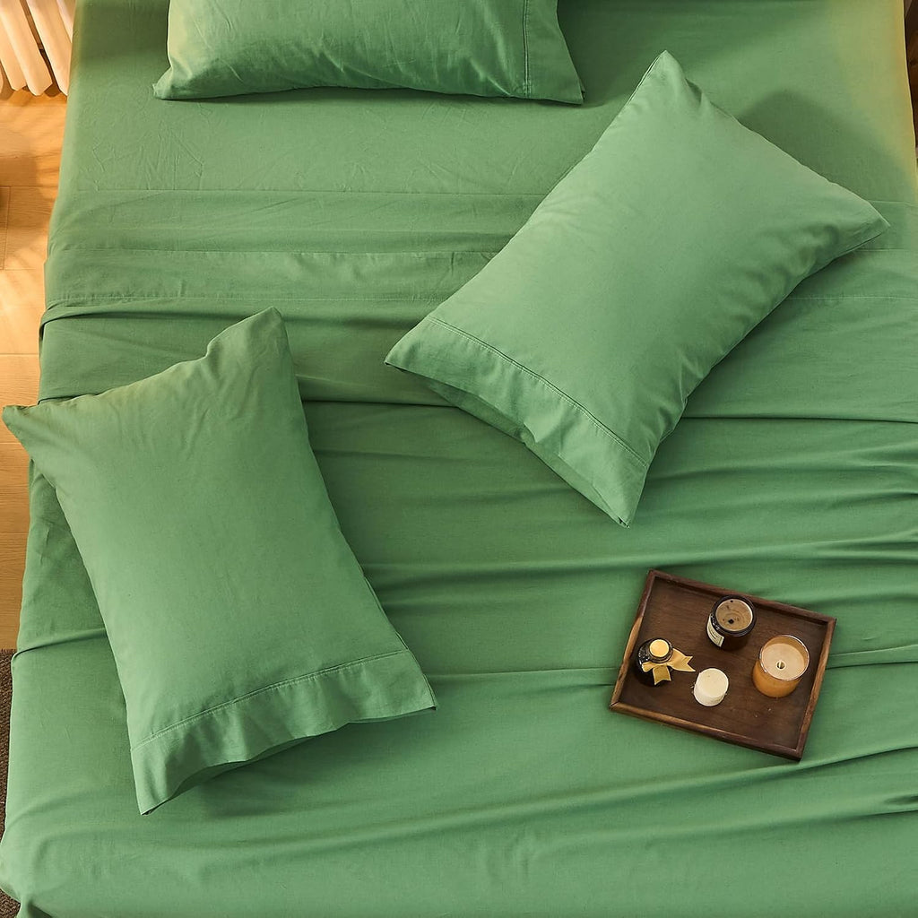 Bedlifes 100% French Flax Linen Sheets Set Queen Size - 6 Piece Extra Deep Pocket 18-24',Soft Breathable Queen Bed Sheets with Temperature Regulating & Moisture-Wicking(Sage Green