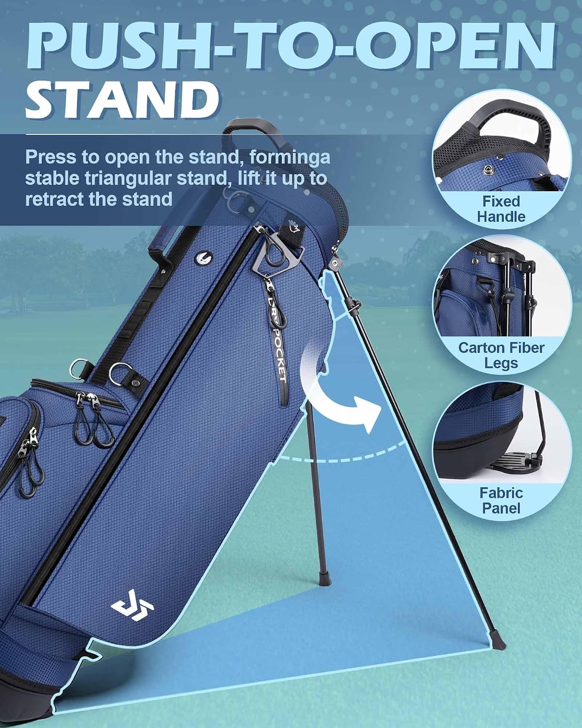 Golf Stand Bag with Cooler Pocket, Lightweight Sunday Carry Bag with Glove Patch & Tee Holder, Portable for Driving Range & Par 3 Course, Men & Women
