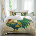 Prime Leader Retro Chicken Duvet Cover Set Queen Size 4 Pieces Farm Rooster Vintage Paper Country Animal Bedding Set with Zipper Closure, 1 Comforter Cover 86x86 Inches 1 Flat Sheet & 2 Pillow Cases
