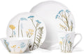 Lenox Dinnerware Sets, Wildflowers 16-Piece Dinnerware Set, Service For 4, Stoneware Material, Dishwasher Safe, Microwave Safe, Bowls, Plates And Bowls, Dinner Dishes, Includes Mugs (White, 16 Piece)
