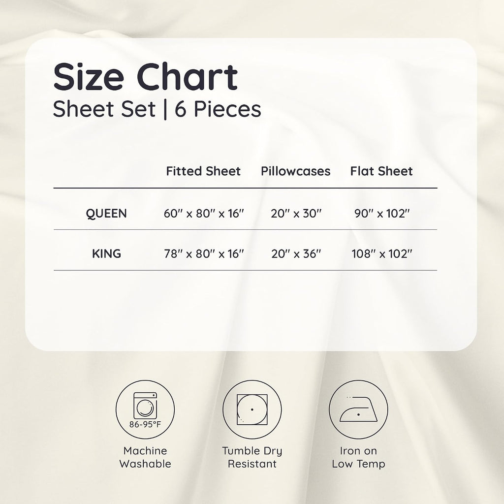 Bambaw King Sheet Set 6pcs – 100% Viscose Derived from Bamboo Sheets King Size Deep Pocket, Fits Up to 16'' with Elastic Corner Straps, Soft Cooling Sheets for Hot Sleepers (Sea Glass)