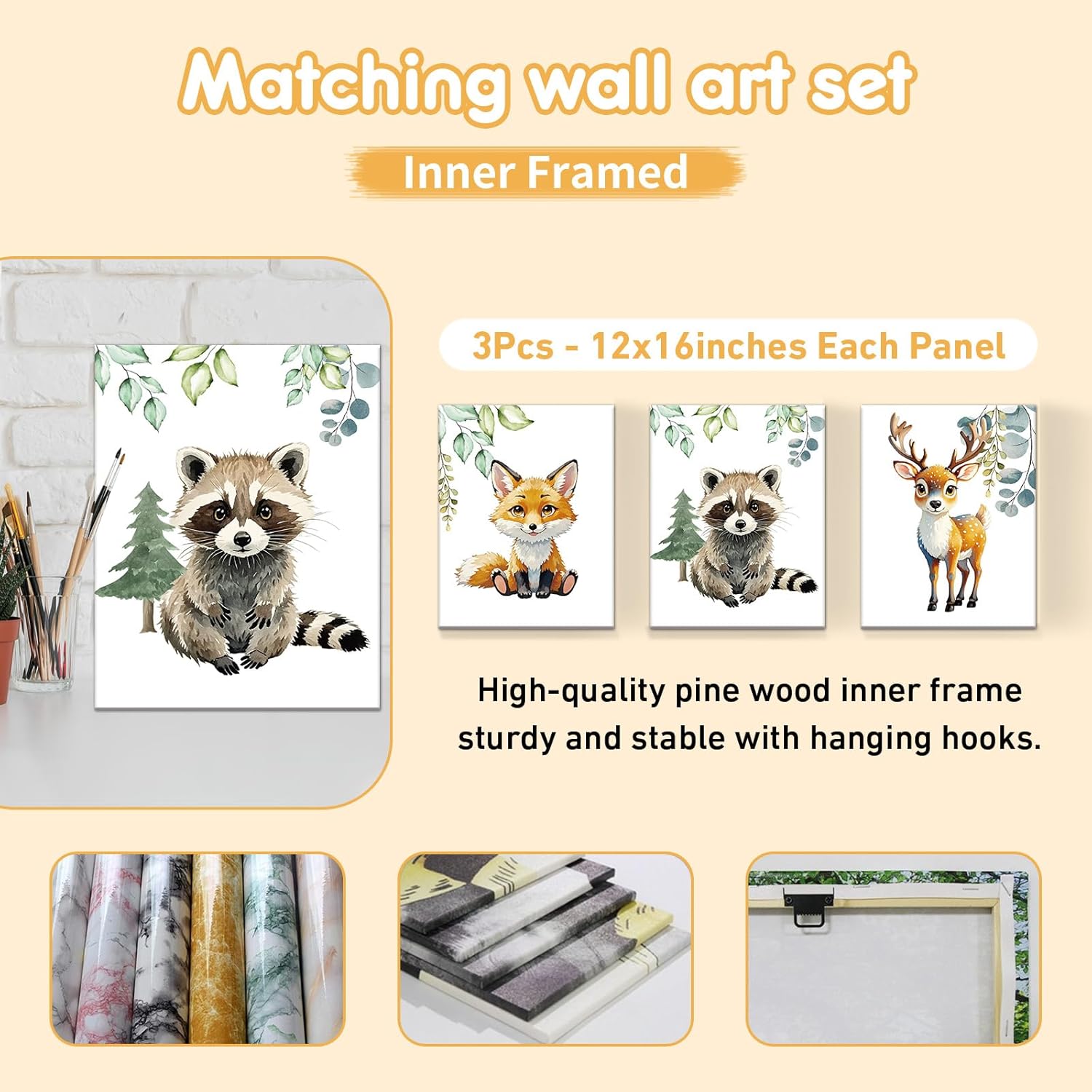 Terwex Personalized Baby Bedding Set, 5 Pcs Custom Baby Crib Sets with Name, Toddler Bedding Set for Baby Boys Girls, Forest Animal Double Layer Nursery Bedding Set, Customized Gifts for Infants Kids