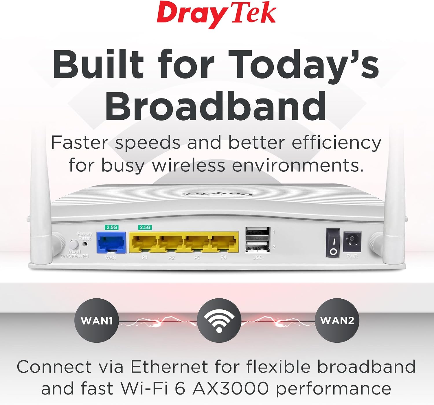 DrayTek Vigor 2136ax Multi-Gigabit Ethernet Router with Wi-Fi 6 AX3000 Wireless, VPN and Fast 2.5GbE Interfaces