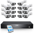 ZOSI 24CH 4K Spotlight PoE Security Camera System,14pcs 4K Outdoor Cameras,Face/Person/Vehicle Detection,2 Way Audio,Night Vision,16 Port 24CH 8MP Dual-Disk NVR with 4TB HDD for 24/7 Recording